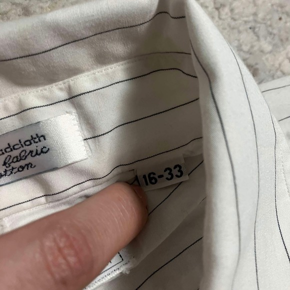 Saks Fifth Avenue Mens White Striped Cotton Broadcloth Dress Shirt 16-33 Vintage - Picture 3 of 13
